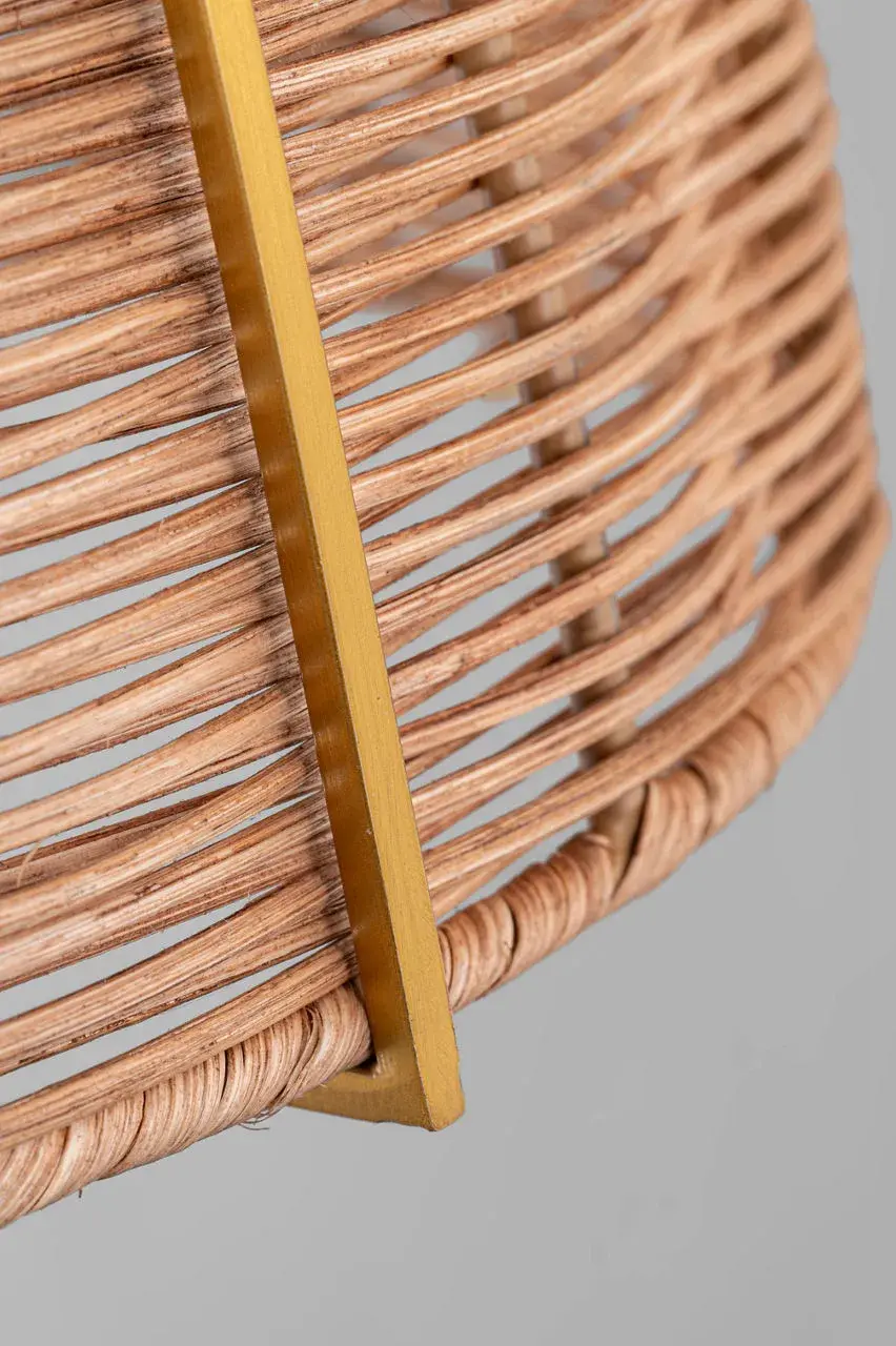 Norman Medium Pendant in Satin Brass and Blonde Rattan - Image 5