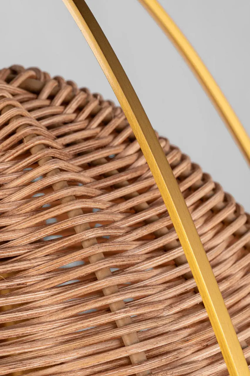Norman Medium Pendant in Satin Brass and Blonde Rattan - Image 6