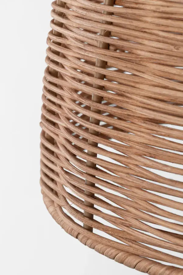 Norman Medium Pendant in Satin Brass and Blonde Rattan - Image 7