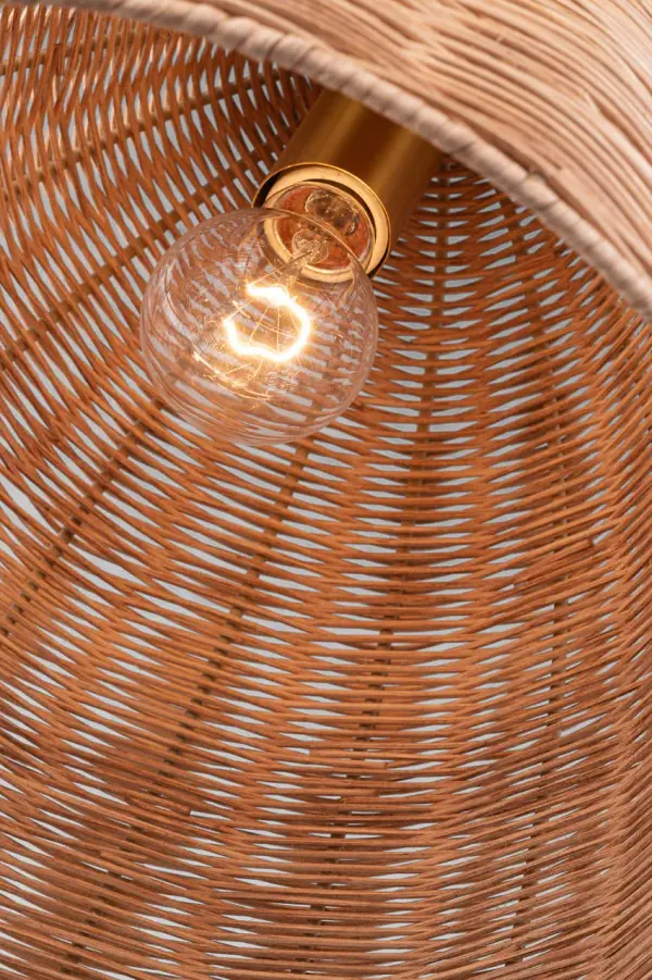 Norman Medium Pendant in Satin Brass and Blonde Rattan - Image 8
