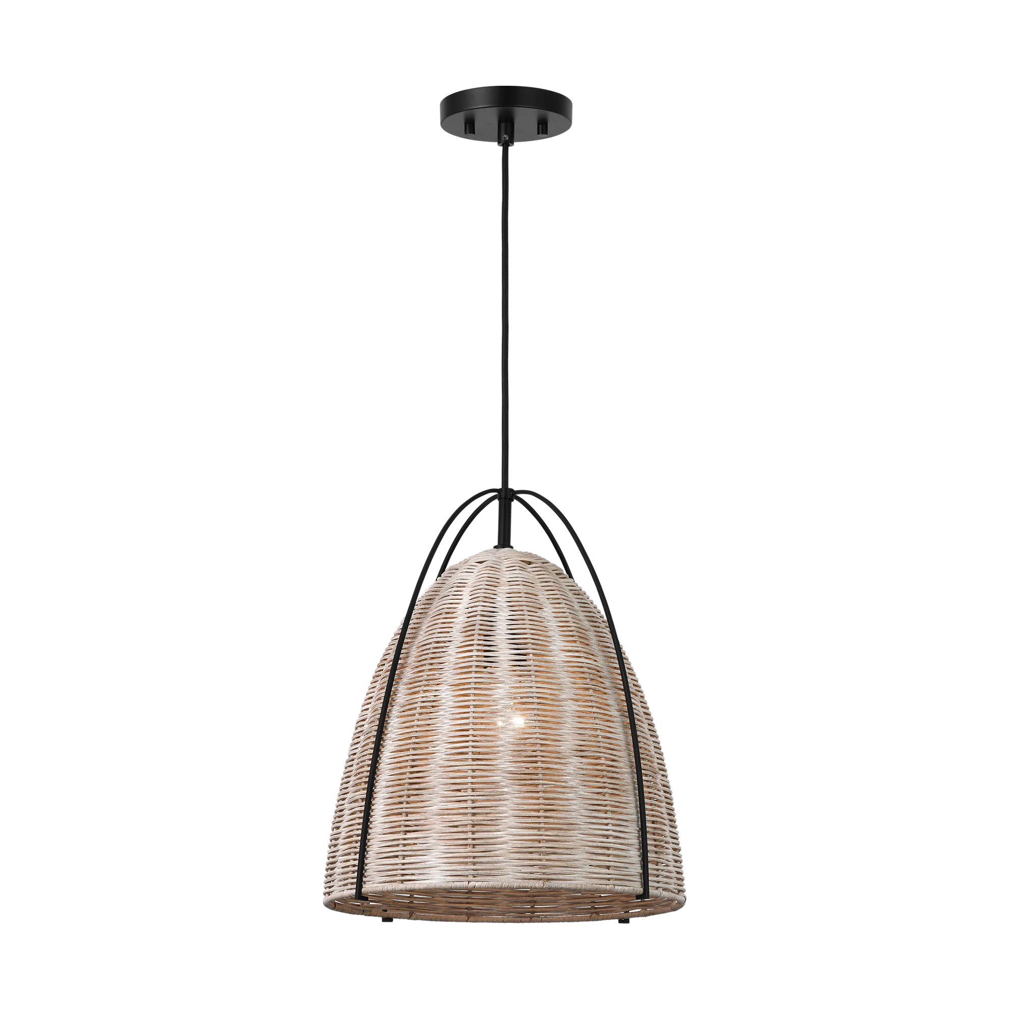 Norman Medium Wicker Pendant in Midnight Black with Ash Wicker