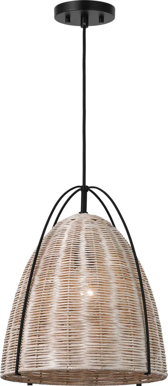 Norman Medium Wicker Pendant in Midnight Black with Ash Wicker - Image 3