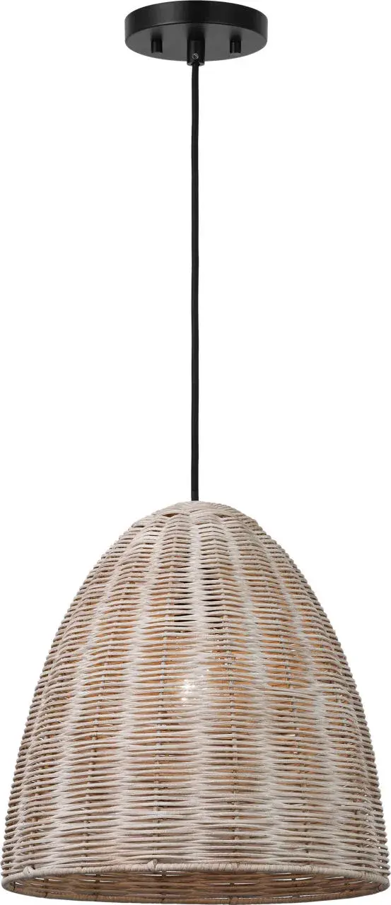 Norman Medium Wicker Pendant in Midnight Black with Ash Wicker - Image 4