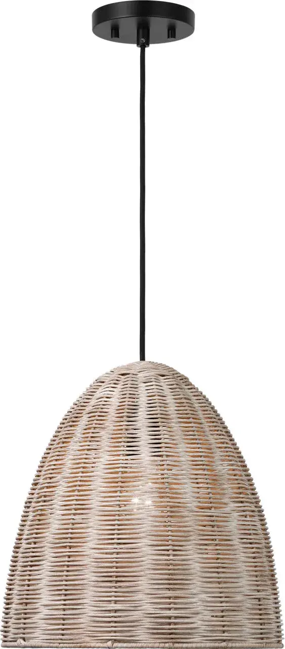 Norman Medium Wicker Pendant in Midnight Black with Ash Wicker - Image 5