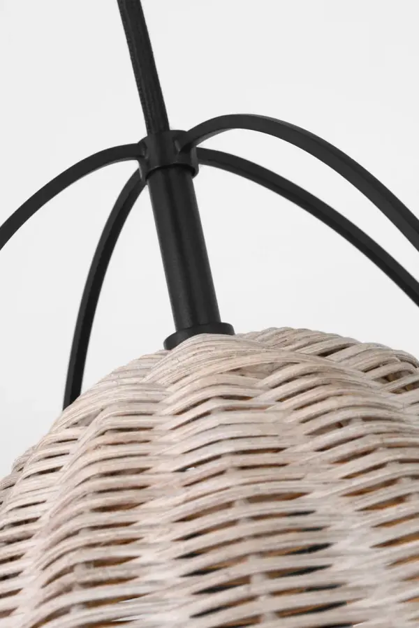 Norman Medium Wicker Pendant in Midnight Black with Ash Wicker - Image 6