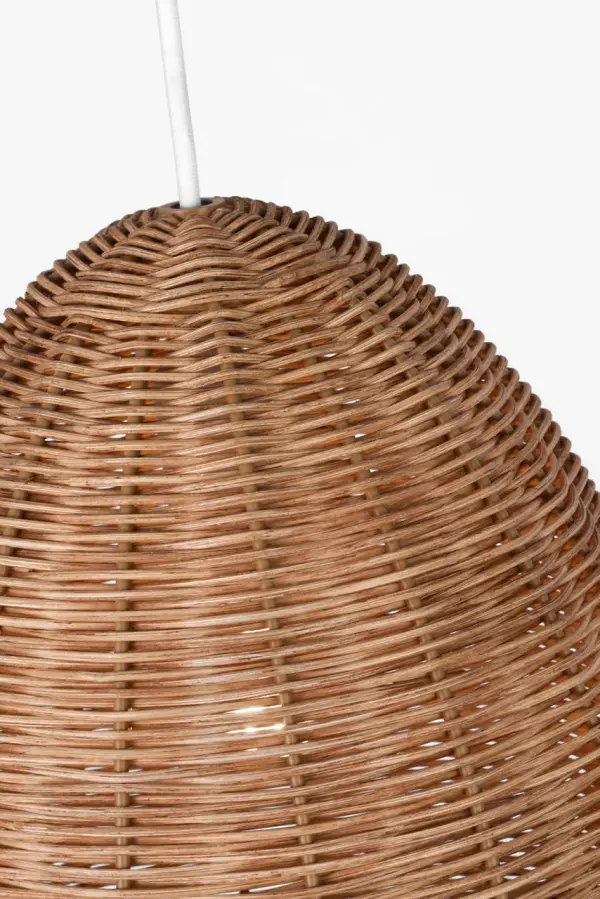 Norman Medium Pendant in Matte White with Blonde Rattan - Image 6