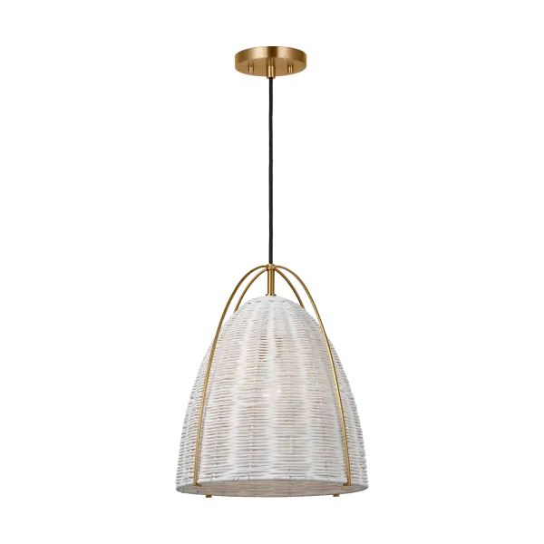 The Norman Medium Pendant combines natural chalk wicker with warm satin brass accents for a relaxed yet refined look. Its handcrafted texture adds organic warmth to coastal, transitional, and modern spaces alike.
