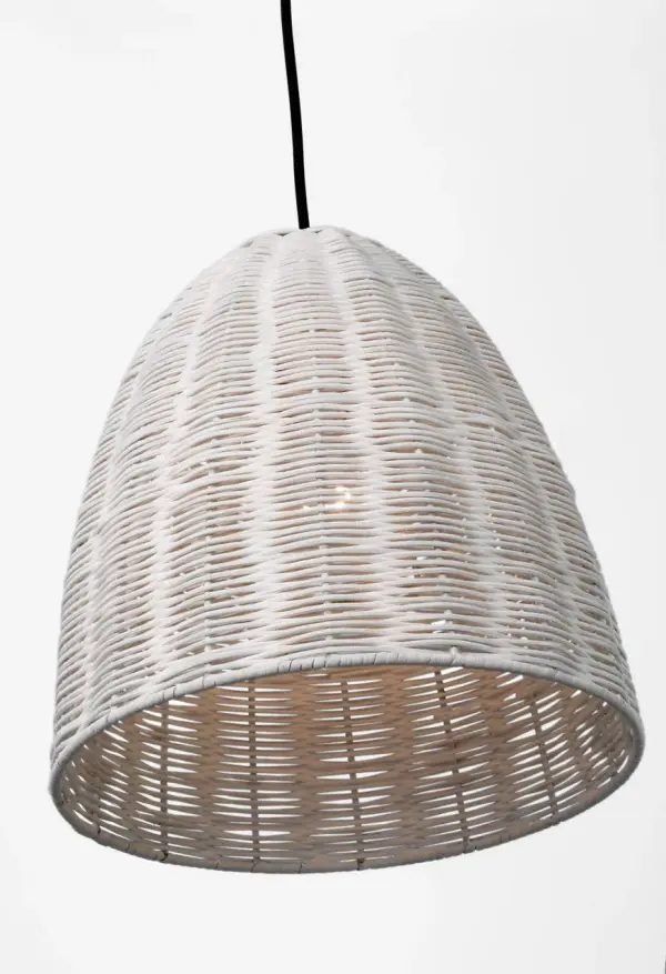 Norman Medium Pendant in Satin Brass with Chalk Wicker - Image 6
