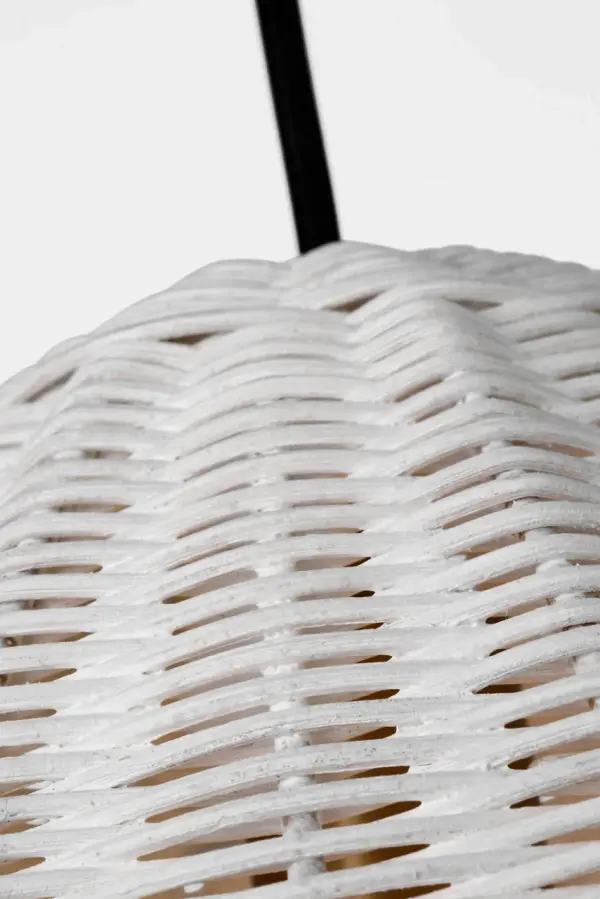 Norman Medium Pendant in Satin Brass with Chalk Wicker - Image 7