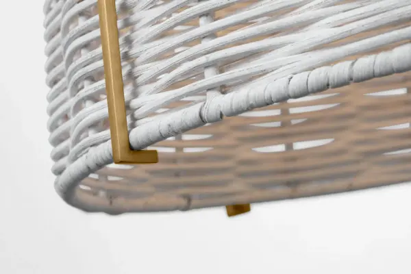 Norman Medium Pendant in Satin Brass with Chalk Wicker - Image 8
