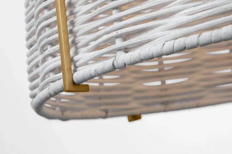 Norman Medium Pendant in Satin Brass with Chalk Wicker - Image 8
