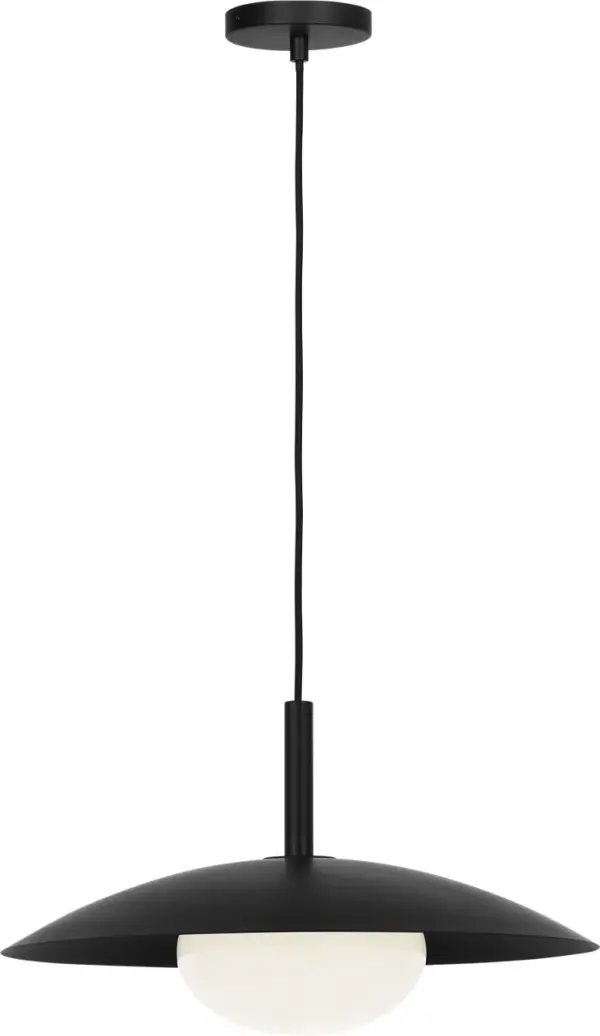 The Mont Pendant brings Nordic minimalism to life with its low-profile domed shade and milk glass diffuser. Perfect for intimate dining spaces and kitchen islands, it delivers warm, glare-free light with timeless modern appeal. - alternate view