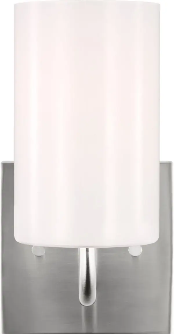 The Rhett Small Vanity brings modern sophistication to bathroom lighting with its minimalist design and brushed steel finish. The simple round globe shade provides even, flattering illumination perfect for grooming tasks. - alternate view