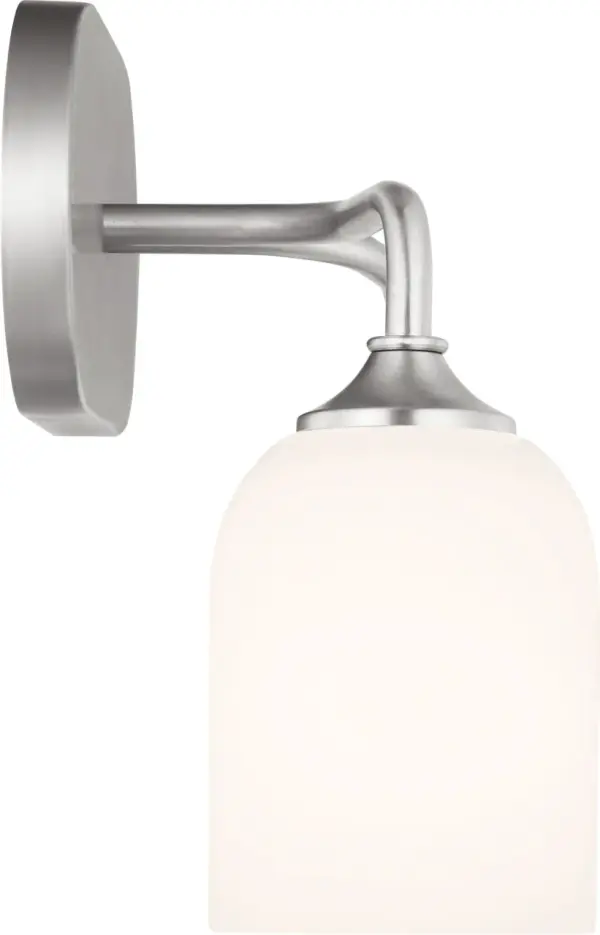 The Emile Medium Vanity delivers practical task lighting with transitional style. Its brushed steel finish and glass shades provide a refined look that complements modern and traditional bathrooms alike. - alternate view