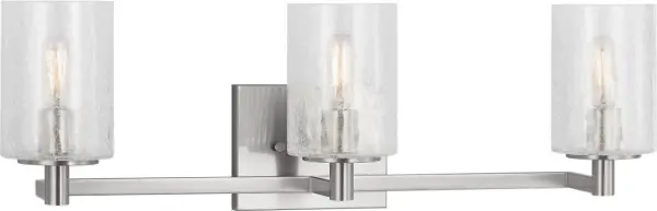 Classic Three-Light Bath Fixture with Timeless Brushed Steel Finish - Image 1