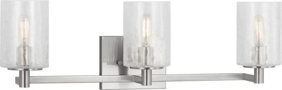 Classic Three-Light Bath Fixture with Timeless Brushed Steel Finish - Image 1