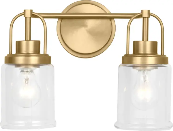 The Anders Medium Vanity combines classic brass warmth with clean contemporary lines. Perfect for bathroom vanities, this fixture delivers both style and functional illumination in a versatile transitional design.