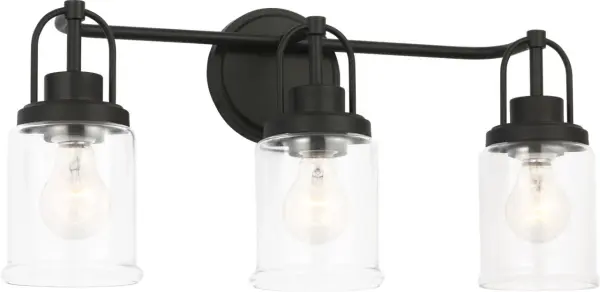 The Anders Large Vanity brings dramatic sophistication to bathroom spaces with its bold Midnight Black finish. Sized generously for larger vanities, this contemporary fixture offers excellent illumination while making a strong design statement.