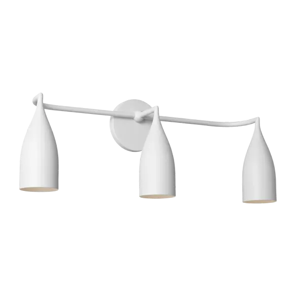 The Maya 3-Light Vanity delivers clean, contemporary styling with integrated lamps that provide even illumination across mirrors and sinks. Its slim profile and matte white finish complement modern bathrooms. - alternate view