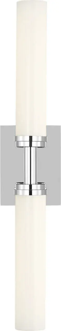 The Coles 24" LED Vanity delivers streamlined modern design with dual cylindrical white glass diffusers for balanced, even lighting. Its versatile vertical or horizontal mounting and minimal profile make it ideal for bathrooms and powder rooms. - alternate view