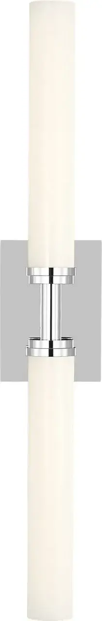 The Coles 30" LED Vanity delivers streamlined modern design with dual cylindrical white glass diffusers for balanced, even lighting. Its versatile vertical or horizontal mounting and minimal profile make it ideal for bathrooms and powder rooms. - alternate view