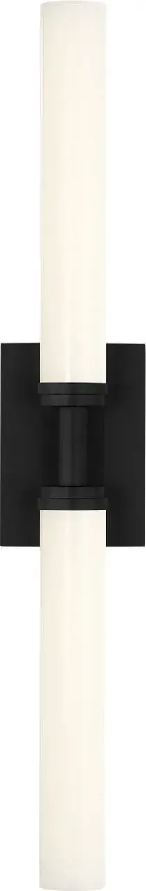 The Coles 30" LED Vanity delivers streamlined modern design with dual cylindrical white glass diffusers for balanced, uniform lighting. Its minimal profile and versatile orientation make it ideal for contemporary bathrooms and powder rooms. - alternate view