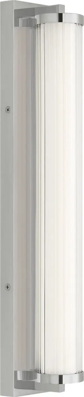 The Weston 22" LED Vanity combines contemporary linear design with practical functionality. Its ribbed glass diffuser softens glare while the dedicated LED technology provides energy-efficient ambient lighting perfect for daily grooming tasks. - alternate view