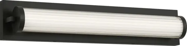 The Weston 22" LED Vanity delivers efficient, glare-free illumination through its ribbed glass lens and integrated LED technology. Its linear design and midnight black finish bring contemporary sophistication to bathrooms.