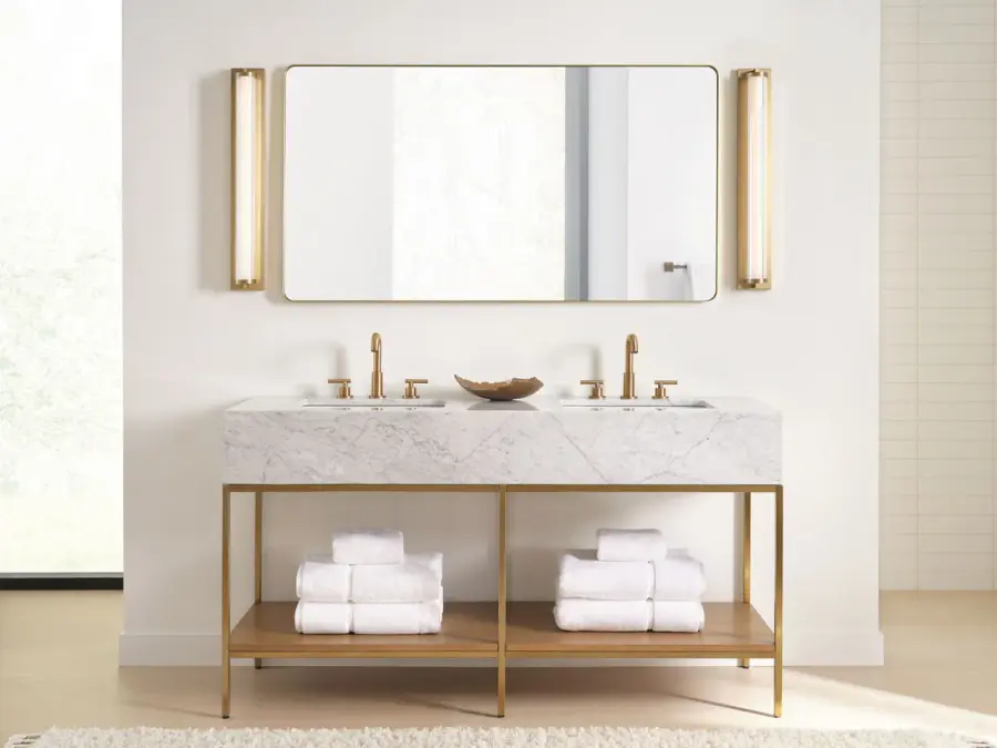 Weston 28" LED Vanity Light in Satin Brass - Image 8