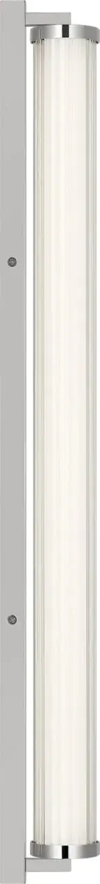 The Weston vanity light delivers efficient LED illumination through a sophisticated ribbed glass lens that softens glare while maintaining clarity. Its linear design and chrome finish complement contemporary bathrooms. - alternate view