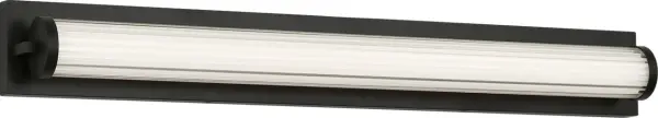 The Weston vanity light delivers efficient LED illumination through a ribbed glass diffuser that softens glare while adding visual texture. Its linear design and midnight black finish bring contemporary sophistication to bathrooms.