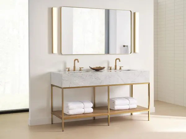 Panna 30" LED Vanity Light in Satin Brass - Image 8