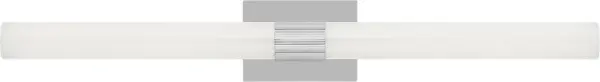 The Sarco 36" LED Vanity combines clean lines with architectural texture for a contemporary yet timeless look. Its chrome finish and LED technology make it ideal for modern bathrooms seeking energy-efficient lighting. - alternate view