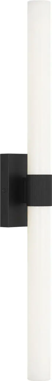 The Sarco 36" LED Vanity combines architectural texture with minimalist design, offering energy-efficient LED lighting in a sophisticated Midnight Black finish. Perfect for modern bathrooms seeking both style and function. - alternate view