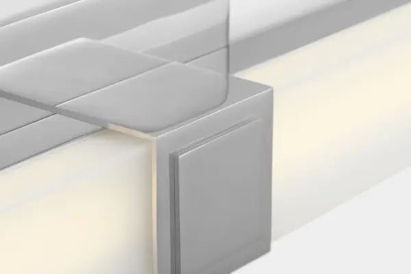 The Fentress 18" LED Vanity delivers clean, contemporary lighting with its low-profile rectangular design and energy-efficient LED technology. Perfect for modern bathrooms seeking minimalist sophistication. - alternate view