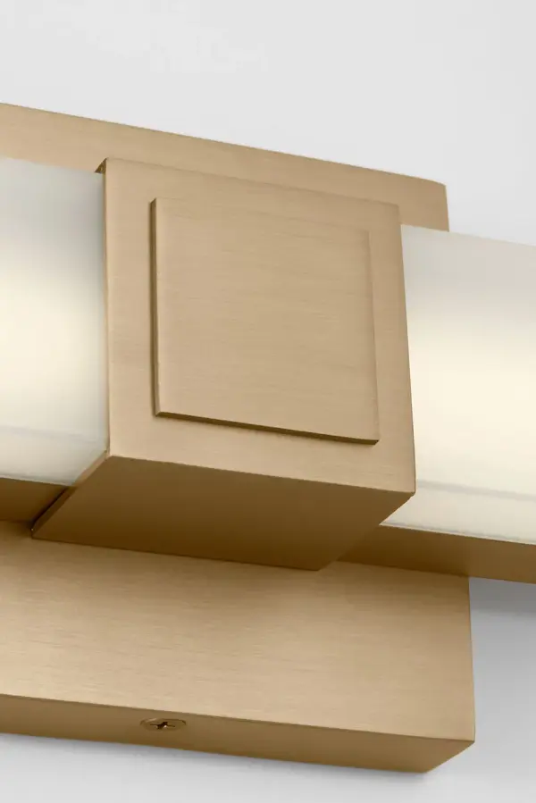 The Fentress 18" LED Vanity delivers clean, contemporary lighting with its low-profile rectangular design and warm Satin Brass finish. Perfect for modern bathrooms seeking efficient LED illumination with minimalist style. - alternate view