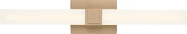 The Fentress 24" LED Vanity delivers clean, contemporary lighting with its low-profile rectangular design and warm Satin Brass finish. Perfect for modern bathrooms seeking efficient LED illumination with minimalist style. - alternate view