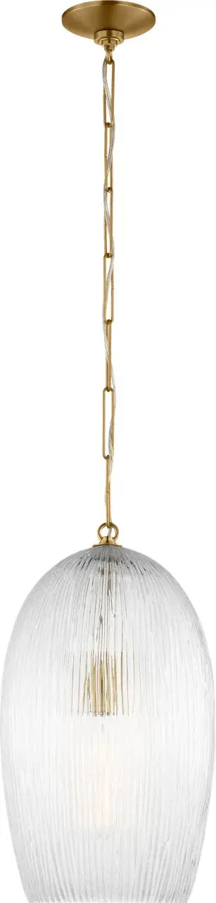 The Serafina 11" Pendant combines organic sculptural form with refined craftsmanship. Its combed glass shade echoes handmade ceramics, casting soft ambient light perfect for intimate spaces and modern interiors.