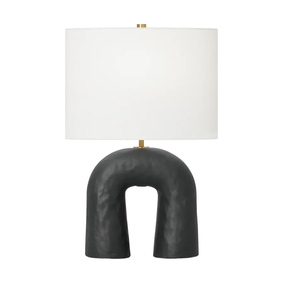 Aura Small Table Lamp in Rough Black Ceramic - Image 1