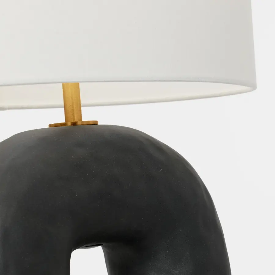 Aura Small Table Lamp in Rough Black Ceramic - Image 6