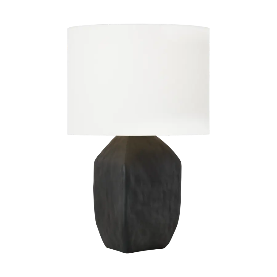 Sybert Medium Table Lamp in Rough Black Ceramic - Image 1