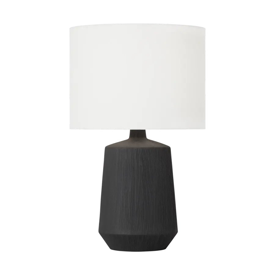 Panola Medium Table Lamp in Rough Black Ceramic - Image 1