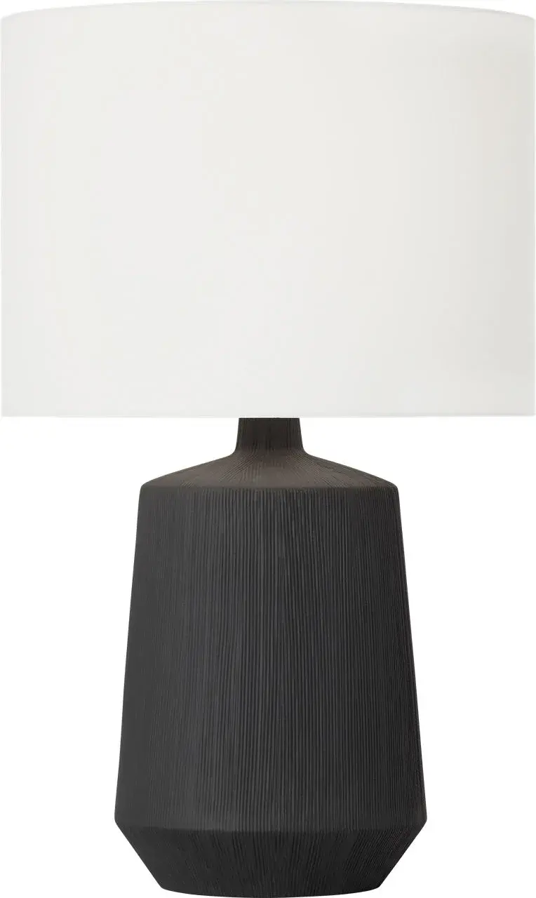 Panola Medium Table Lamp in Rough Black Ceramic - Image 2