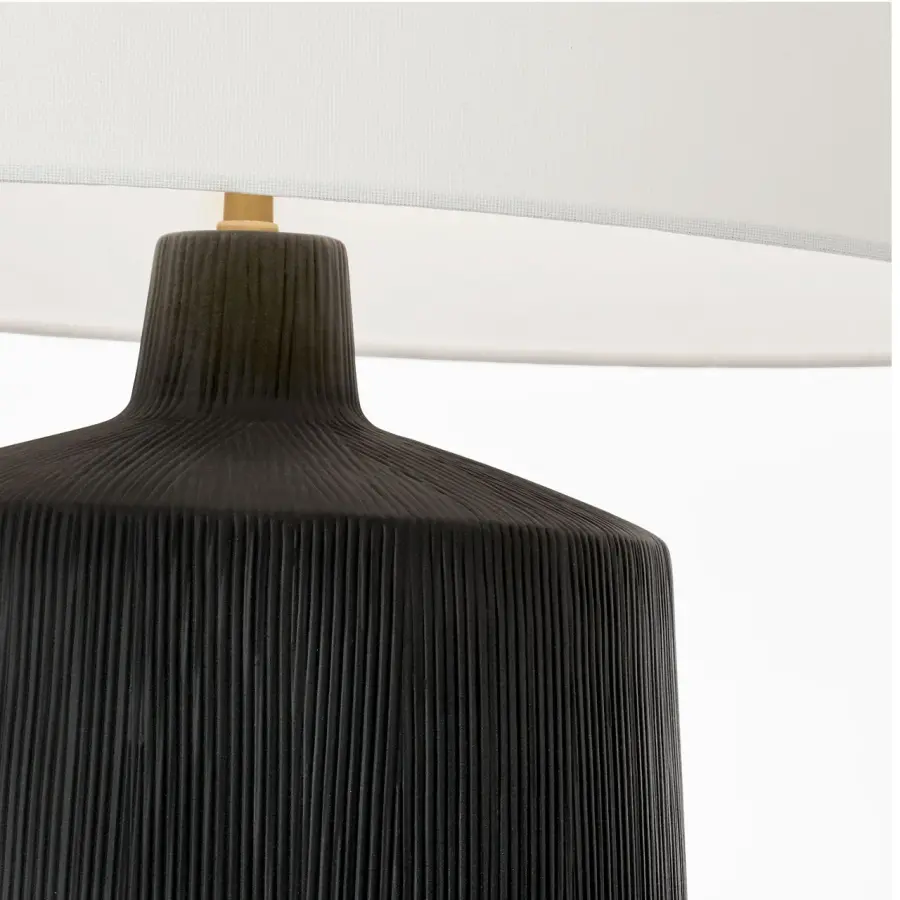 Panola Medium Table Lamp in Rough Black Ceramic - Image 4
