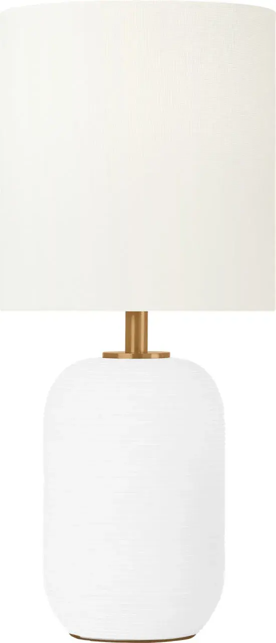The Fanny Small Table Lamp features a refined matte white ceramic base that brings understated elegance to any space. Its compact size makes it perfect for nightstands and smaller surfaces while delivering quality lighting.