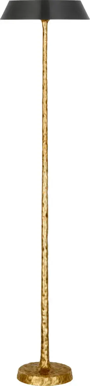 The Ilosi floor lamp combines artistic sculptural design with functional lighting. At 47" tall, it features hand-rubbed antique brass metalwork paired with a bronze fabric shade, creating warm ambient light perfect for sophisticated interiors.
