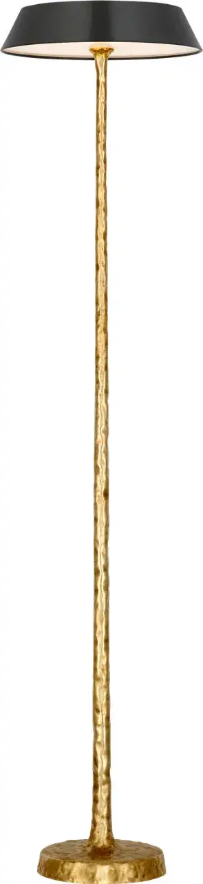 The Ilosi floor lamp combines artistic sculptural design with functional lighting. At 47" tall, it features hand-rubbed antique brass metalwork paired with a bronze fabric shade, creating warm ambient light perfect for sophisticated interiors. - alternate view