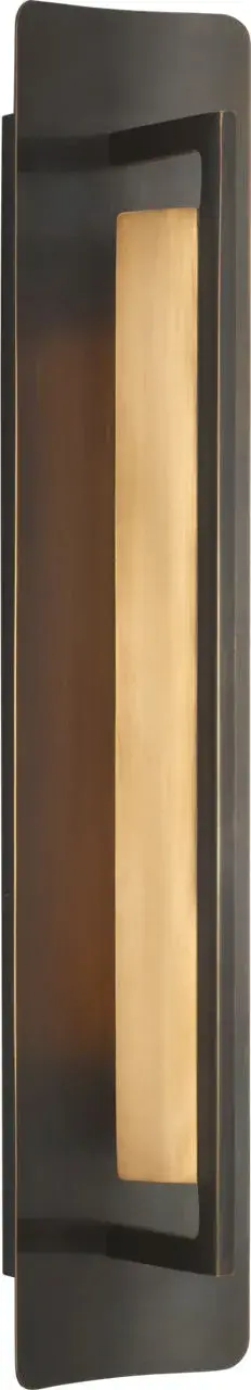 The Tristan 20" Reflector Sconce combines industrial design with refined elegance through its bronze and hand-rubbed antique brass finish. Perfect for adding character to bathrooms, hallways, or bedrooms with its substantial presence. - alternate view