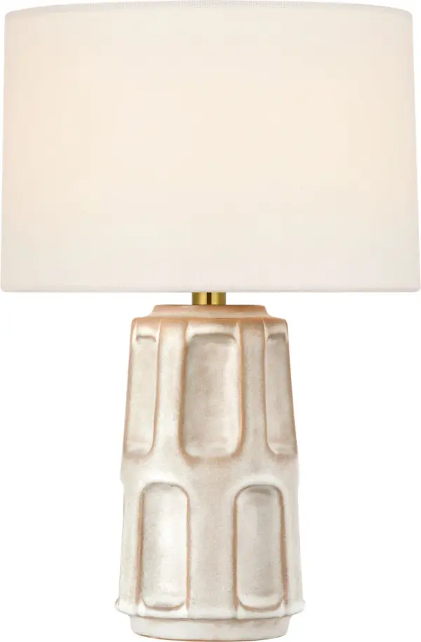 The Altamira cordless accent lamp combines sophisticated style with modern functionality. Its dusted stone ceramic base and linen shade create a refined look, while cordless operation offers placement flexibility anywhere.