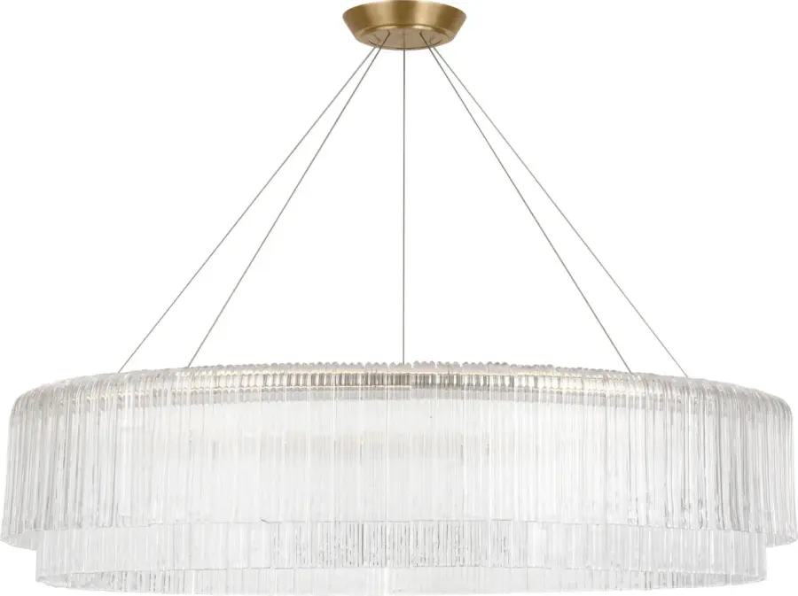 Stunning 48" Linear Chandelier with Timeless Brass Finish - Image 1